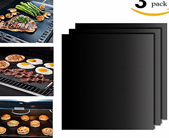 ONCEMET BBQ Grill Mats - Set of 3 (16 x 13 Inch) Durable, Non-Stick, Heat Resistant and Dishwasher Safe ,Use on Gas, Charcoal, Electric BBQ Grills