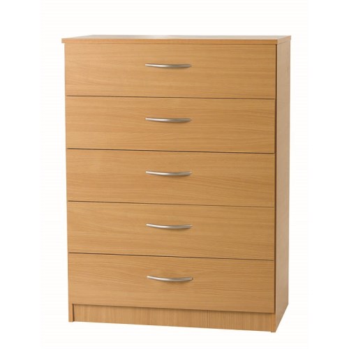 One Call Furniture Beech 5 Drawer Chest