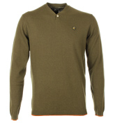 Kidlington Khaki Y-Neck Sweater