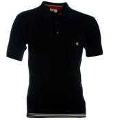 One True Saxon Navy Knitted Polo Shirt