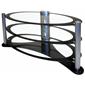 Oval Clear/Black Glass TV Stand -