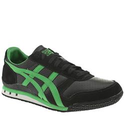 Male Onitsuka Tiger Ultimate 81 Leather Upper Fashion Trainers in Black and Green