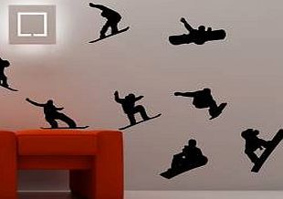 Online Design 8 X Snowboard Boarders Wall Art Sticker Vinyl Kids - Black
