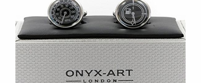 Onyx - Art Fuel Guage and Speedometer Car Dials Cufflinks in Onyx Art Box