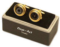 Onyx Art Watch/Compass Cufflinks