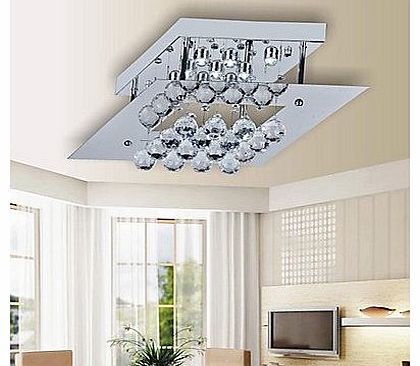 OOFAY LIGHT SHOP 9W LED Ceiling Light with Square Plate in Crystal Beaded Design