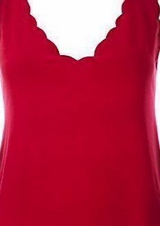 Oops Outlet New Womens Ladies Sleeveless Petal Wave Summer T Tee Shirt Blouse Vest Tank Top /COLOR: RED /SIZE: S-M