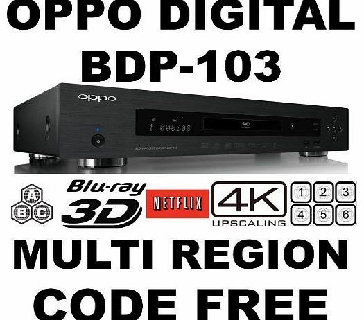 NEW 2013 OPPO BDP-103 2D/3D 2K/4K PRO MOD MultiZone Blu Ray Zone A/B/C & Multi Region Code Free DVD 012345678. Dual HDMI RS-232C MHL SA-CD HDCD AVI DivX XviD MKV Comes with EU & UK mains power