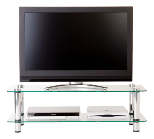 Optimum International Optimum AV200 Glass TV Stand - Polished Chrome
