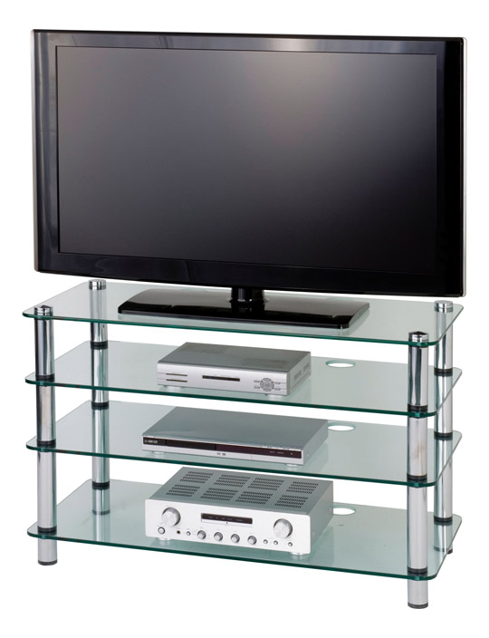 Optimum International Optimum AV400 Glass TV Stand - Polished Chrome