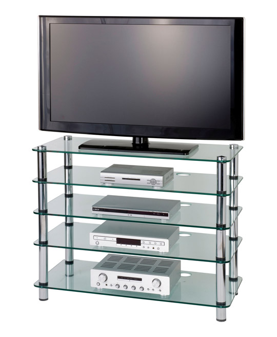Optimum International Optimum AV500 Glass TV Stand - Satin Gold Smoked
