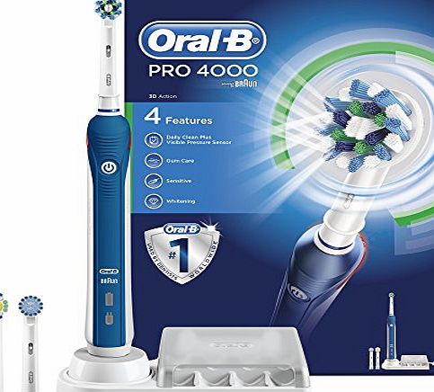 Oral-B Pro 4000 Electric Rechargeable Toothbrush Powered by Braun