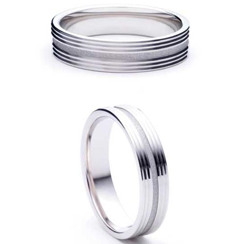 6mm Medium Flat Court Orbite Wedding Band Ring In 18 Ct White Gold