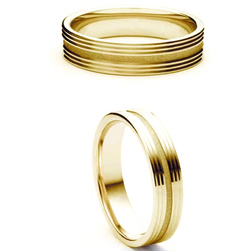 6mm Medium Flat Court Orbite Wedding Band Ring In 18 Ct Yellow Gold