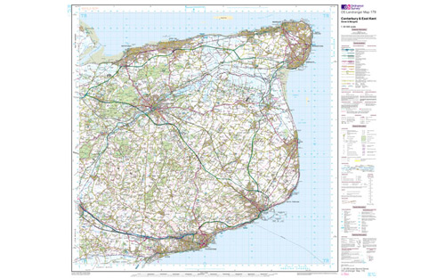 OS Landranger Map 1:50 000 - Canterbury & East Kent Dover 179