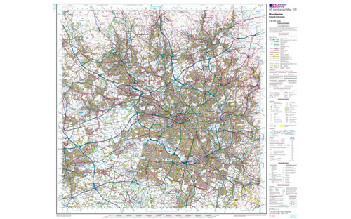 OS Landranger Map 1:50 000 - Manchester Bolton Warrington 109