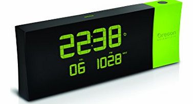 PRYSMA Radio Controlled Projection Clock with FM Radio plus Indoor / Outdoor Temperature (Green)