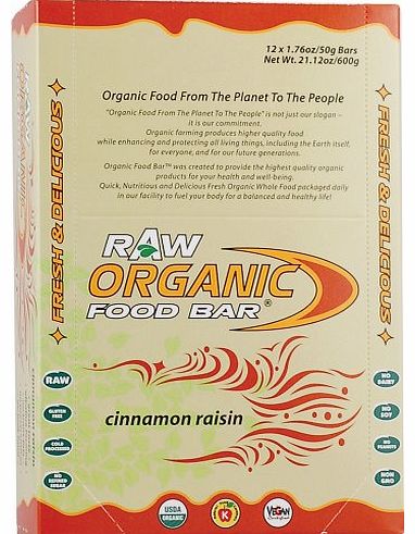 Organic Food Bar Raw Organic Food Bar, Cinnamon Raisin, 12 Bars, 1.76 oz (50 g) Each