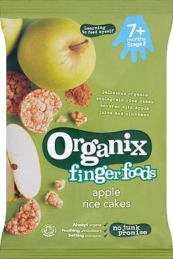 Organix, 2041[^]10074109 Finger Foods Apple Rice Cakes 7  Months