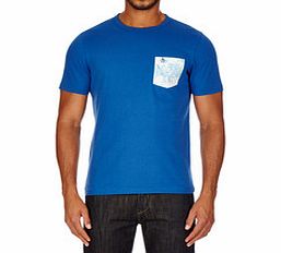 Blue printed pocket cotton T-shirt
