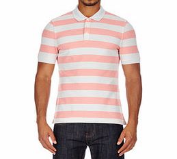 Coral striped cotton polo