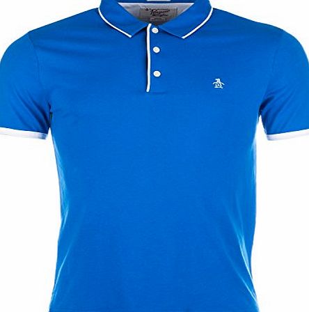 Original Penguin Mens Original Penguin Mens Tri Colour Mearl EU Slim Fit Polo Shirt in Blue - L