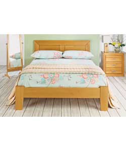 orion Oak Double Bed with Firm Mattress