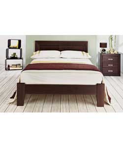 Walnut Double Bed with Comfort Mattress