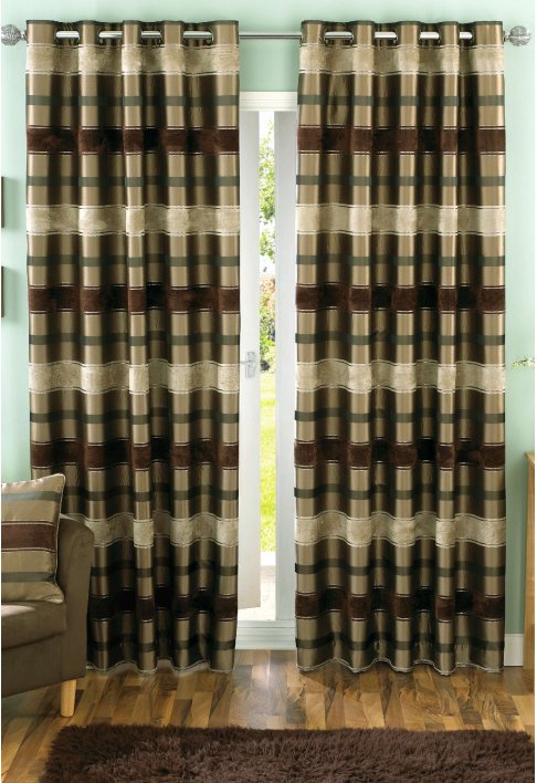 Chocolate Lined Eyelet Curtains
