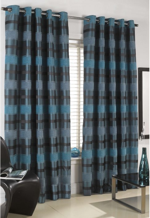 Orkney Teal Lined Eyelet Curtains
