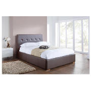 King Storage Bed, Brown Faux Leather