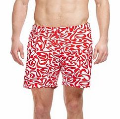 Orlebar Brown Bulldog red water print shorts