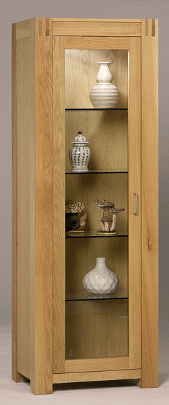 Oak 1-Door Display Cabinet