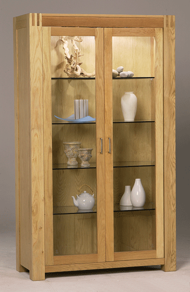 orly Oak 2-Door Display Cabinet