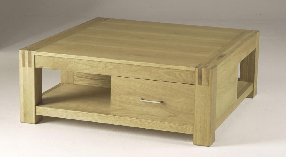 Oak Square Coffee Table with Drawers