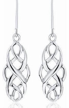 Ornami Silver Ladies Celtic Knot Drop Earrings