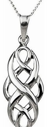 Ornami Silver Ladies Celtic knot pendant   46cm Curb Chain