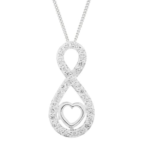 Ornami Sterling Silver CZ Slider Pendant with Chain of 46cm