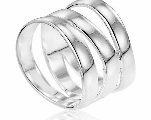 Ornami Sterling Silver Plain Triple Band Ring - Size P