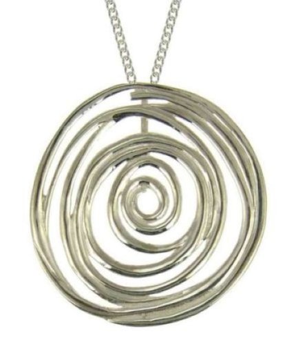 Sterling Silver Round Contemporary Pendant on 46cm chain