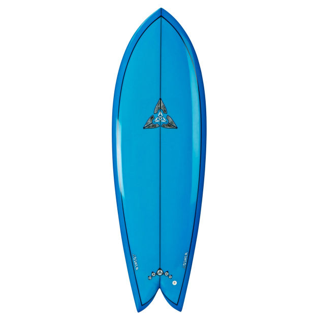 O`Shea Blue PU Quad Fish Surfboard - 5ft 9