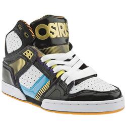 Male Bronx Leather Upper Fashion Large Sizes in Black and White, White and Pl Blue