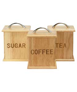 3 Traditional Wooden Storage Canisters