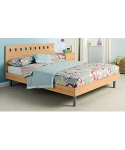Oslo Beech Double Bed with Firm Mattress