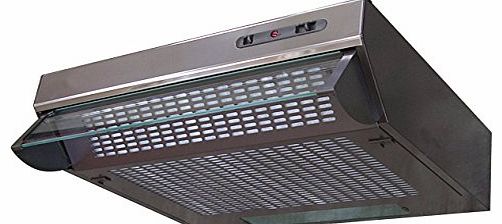60cm Standard Cooker Hood (3 speed) in Grey with Stainless Steel Fascia