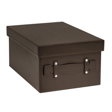 Faux Leather Storage Box Brown Medium