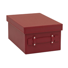 Faux Leather Storage Box Red Medium