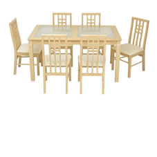 Other Rose Glass Top Dining Set Seven Piece