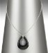 Silver Plated Catseye Pear Pendant Necklace