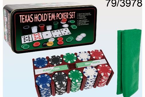 Texas Holdem Poker Set In Metal Tin